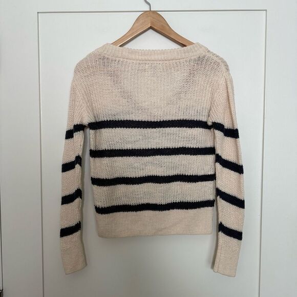 Faherty Sweater Womens Sz XS Miramar Stripe Linen Cotton Chunky Knit V Neck Boho - Picture 5 of 10